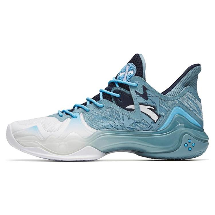 Anta Shock Wave 4 Husky Cushioning Anti-Slip And Wear-Resistant Low-Top Performance Basketball Shoes Blue White 112241106-4
