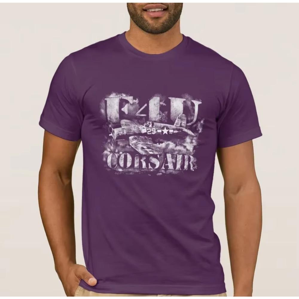 Retro F4U Corsair Fighter Aircraft T-Shirt 100% Cotton O-Neck Summer Short Sleeve Casual Mens T-shirt Size S-3XL