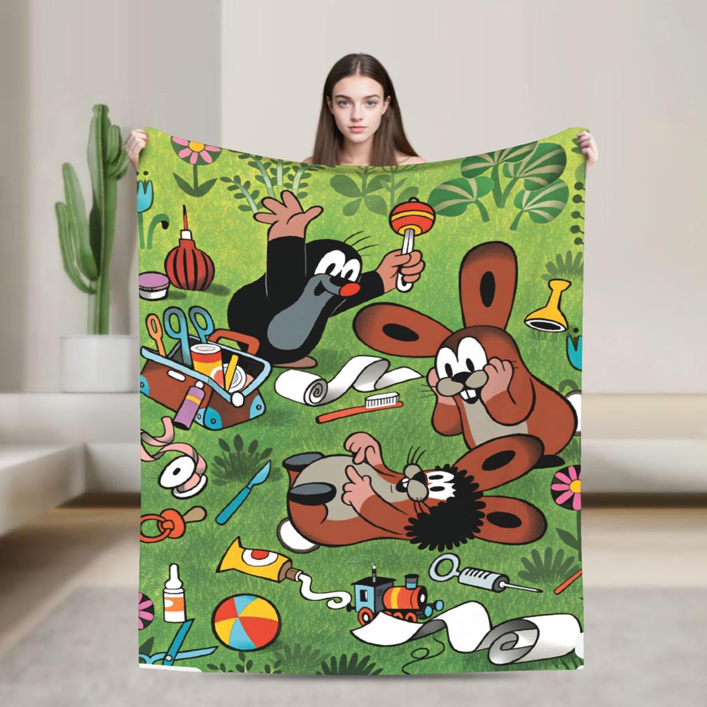 Czech Cartoon Krtek Mole Blanket Quality Warm Soft Bedding Throws Winter Plane Travel Home Decor Graphic Bedspread