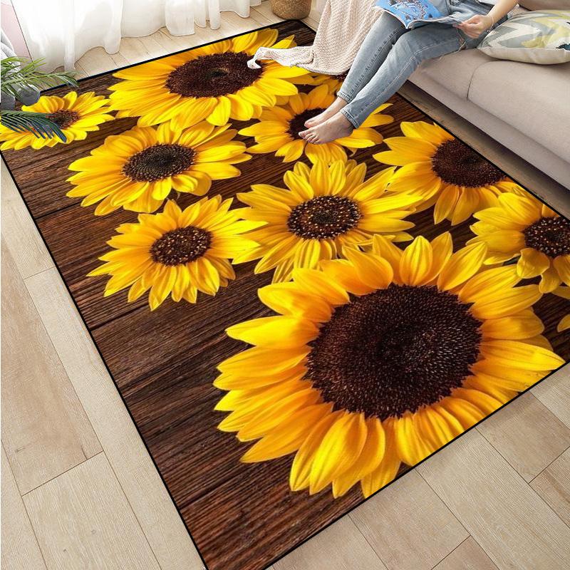 Colorful Flower Area Decoration Rose Sunflower Daisy Peach Blossom Floor Mat Living Room Sofa Rugs carpet