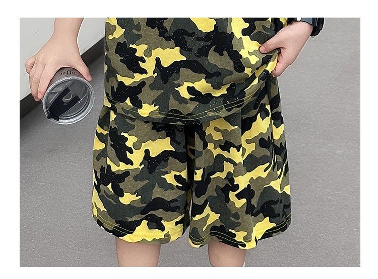 2026 Trendiges Silber-Camouflage Kurzarm-Sport-Zweiteiler-Set für Kinder