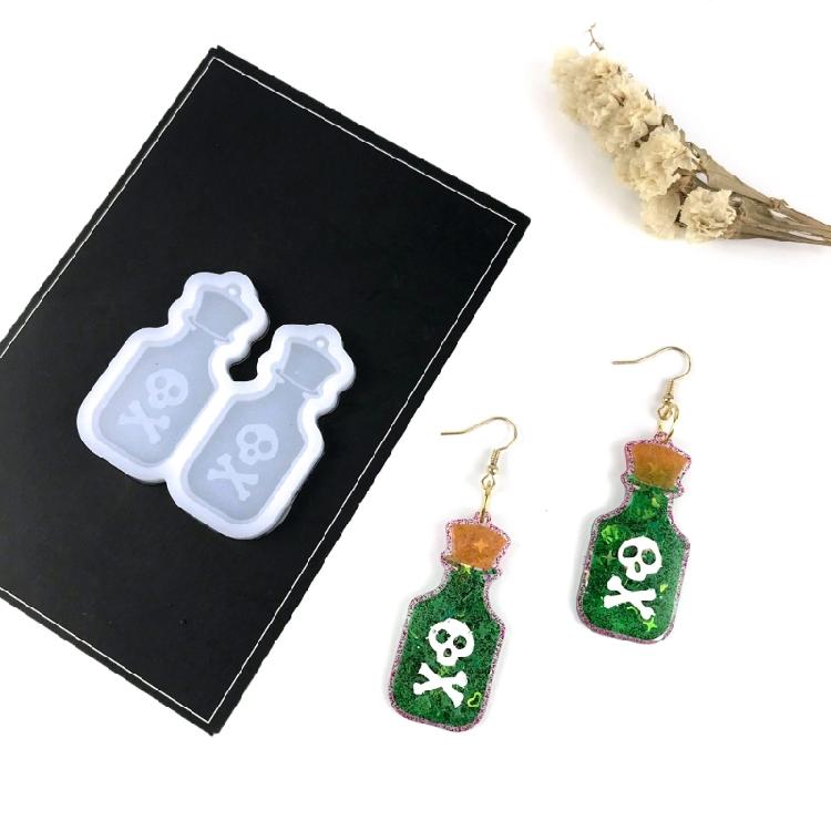 Wine Glass Pendant Resin Mold Skull for Head Earring Pendant Mold Halloween Jewe