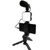 Portable LED Phone Tripod Kit: Handheld Mini Tripod with Mic & Fill Light for Live Streaming