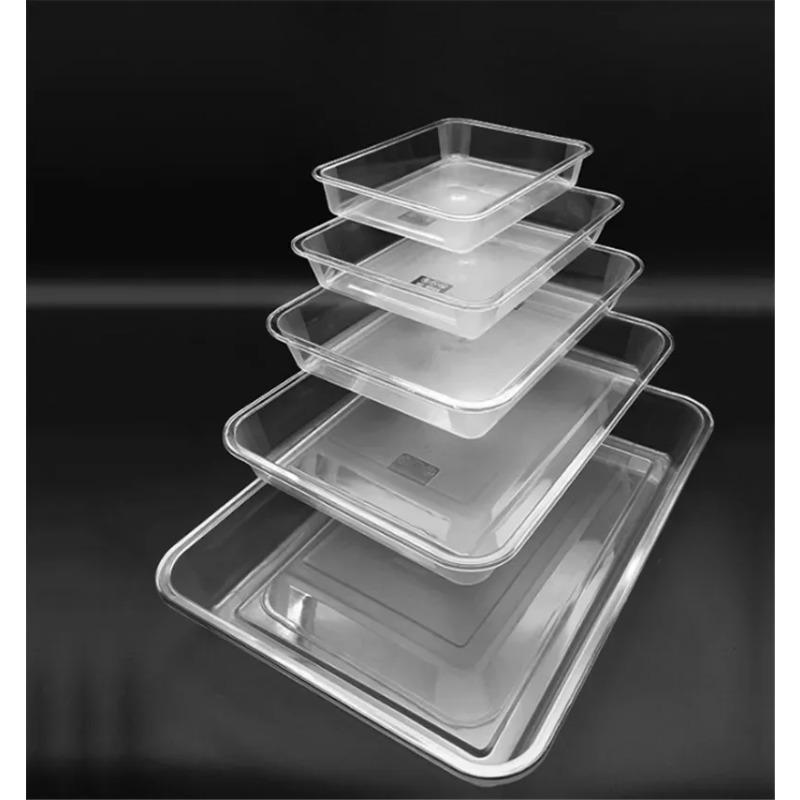 Acrylic Plastic Serving Trays Transparent Rectangular Serving Fruit Vegatable Food Tray Dishes Dinner Set Square Plates Dishes