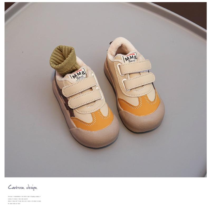 

Осенне-зимние детские повседневные туфли на флисовой подкладке, кроссовки для мальчиков с мягкой подошвой (1-6 лет), Флисовые ботинки, Детская обувь против пинания для малышей и детей. 24