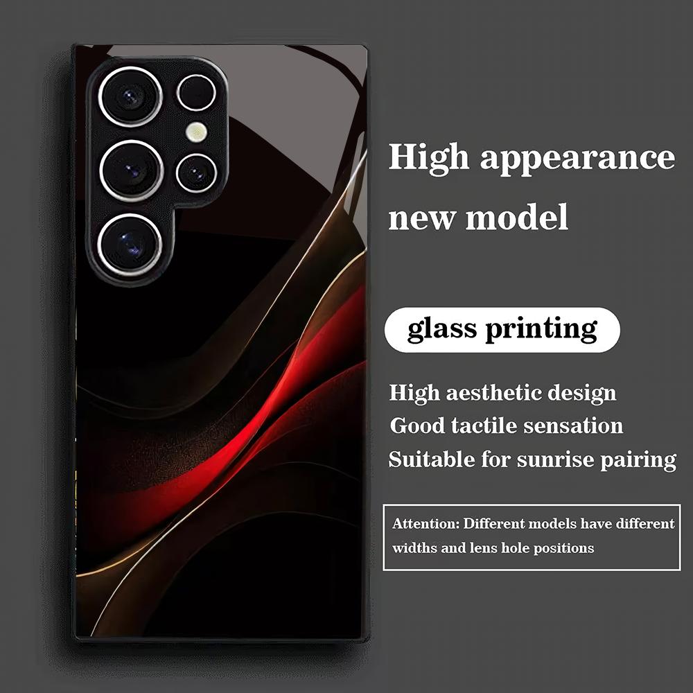 Custodia per telefono in vetro temperato adatta per Samsung Galaxy S26 S25 S24 S23 S22 S20FE/Ultra/Plus linee rosse alla moda personalità alla moda