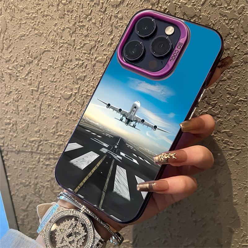 Cool aircraft runway take-off Phone case iPhone 15 Pro Max 11 12 13 16 14 Plus Silicone Shockproof Case Lens protector shell