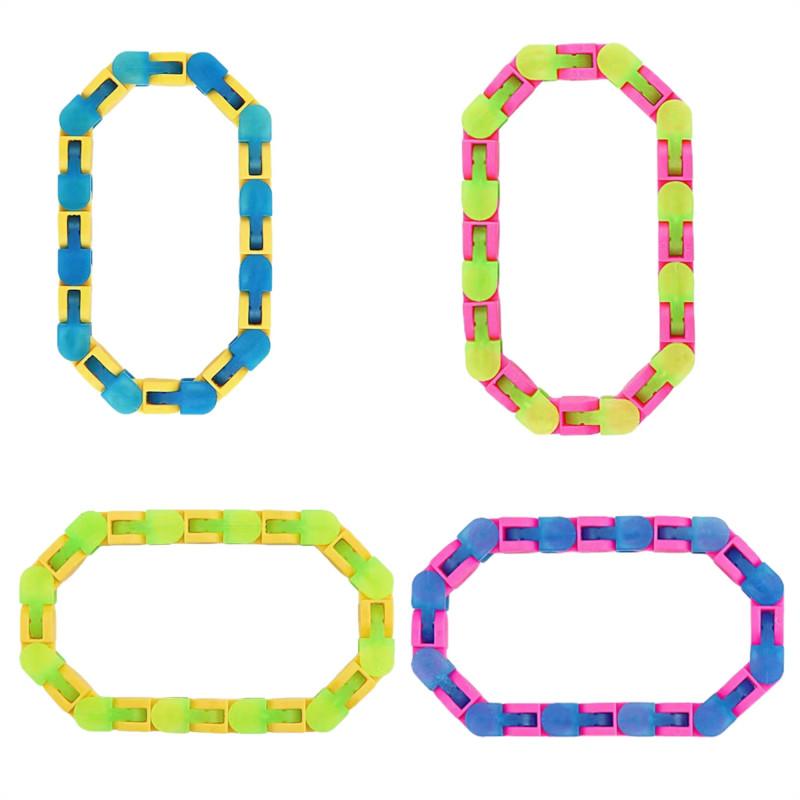 24 Knots Wacky Tracks Fidget Toys Glow in The Dark Toy For Children Bike Chain Stress Relief Bracelet Adults Sensory Toy Gifts
