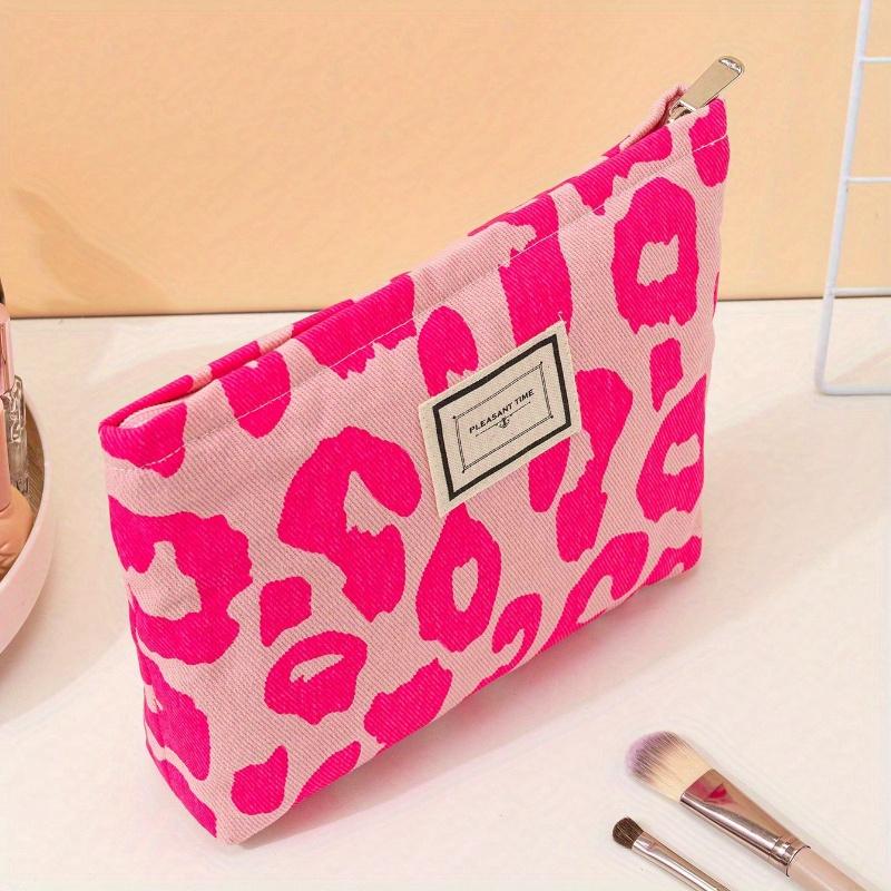 Leopard Print Zippered Makeup Bag Y2K Aesthetic Large Capacity Makeup Bag Toiletry Bag Purse Makeup Bag Makeup Pouch Skincare Bag Toiletry Bag Packing