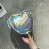 Chic Women Heart Hologram Wallet Laser PU Big Zipper Clutch Bag Pouch