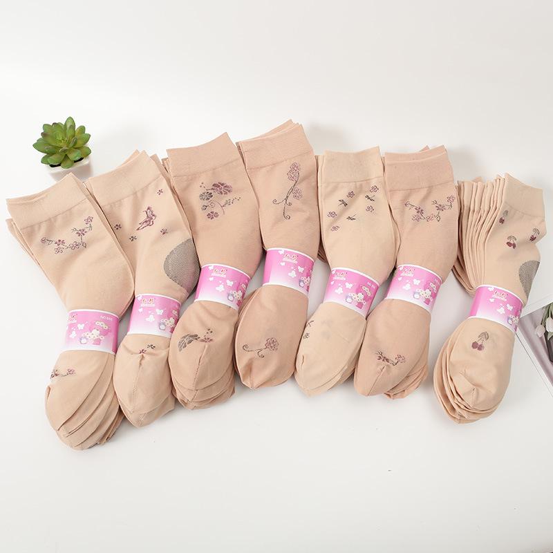 10 Pairs of Female Spring and Summer Old Style Old Fashioned Belt Heel Non Slip In Tube Stockings