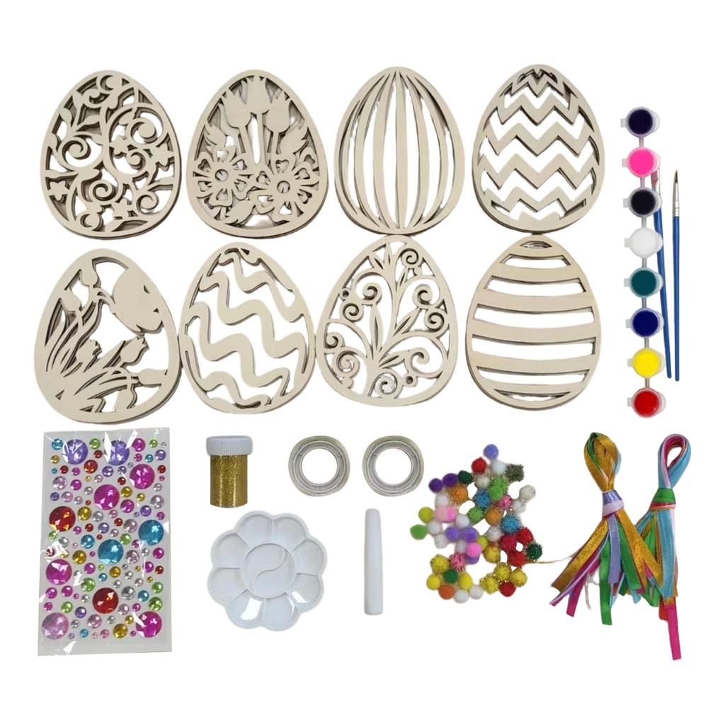 Easter Egg Children's Handmade Wooden Craft Painting Set Easter Decorations  Easter Children's Toys 20ml