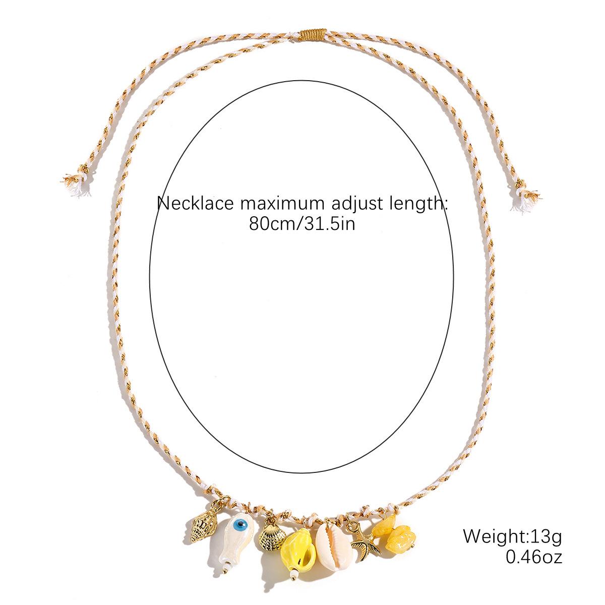 

Small Fish Starfish Shell Necklaces Fashion Women Commuter Bohemian Woven Necklace 1PC Creative Pendant Colored Rope Daily Wear Accessories Style 1