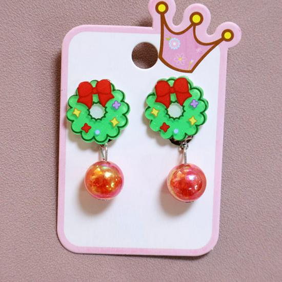 Cartoon Resin Glossy Children's Christmas Flower Ear Clips and Student Earrings