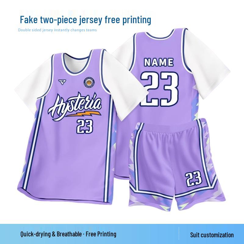 Unisex basketbalový dresový set s falešným dvoudílným designem
