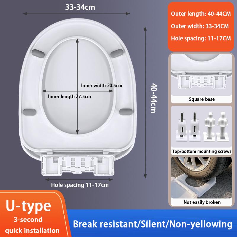 [Installiert in 1 Sekunde] Verdickter, bruchsicherer Toilettensitz, kompatibel mit allen Marken, U/V/O-förmigen Toilettensitzen