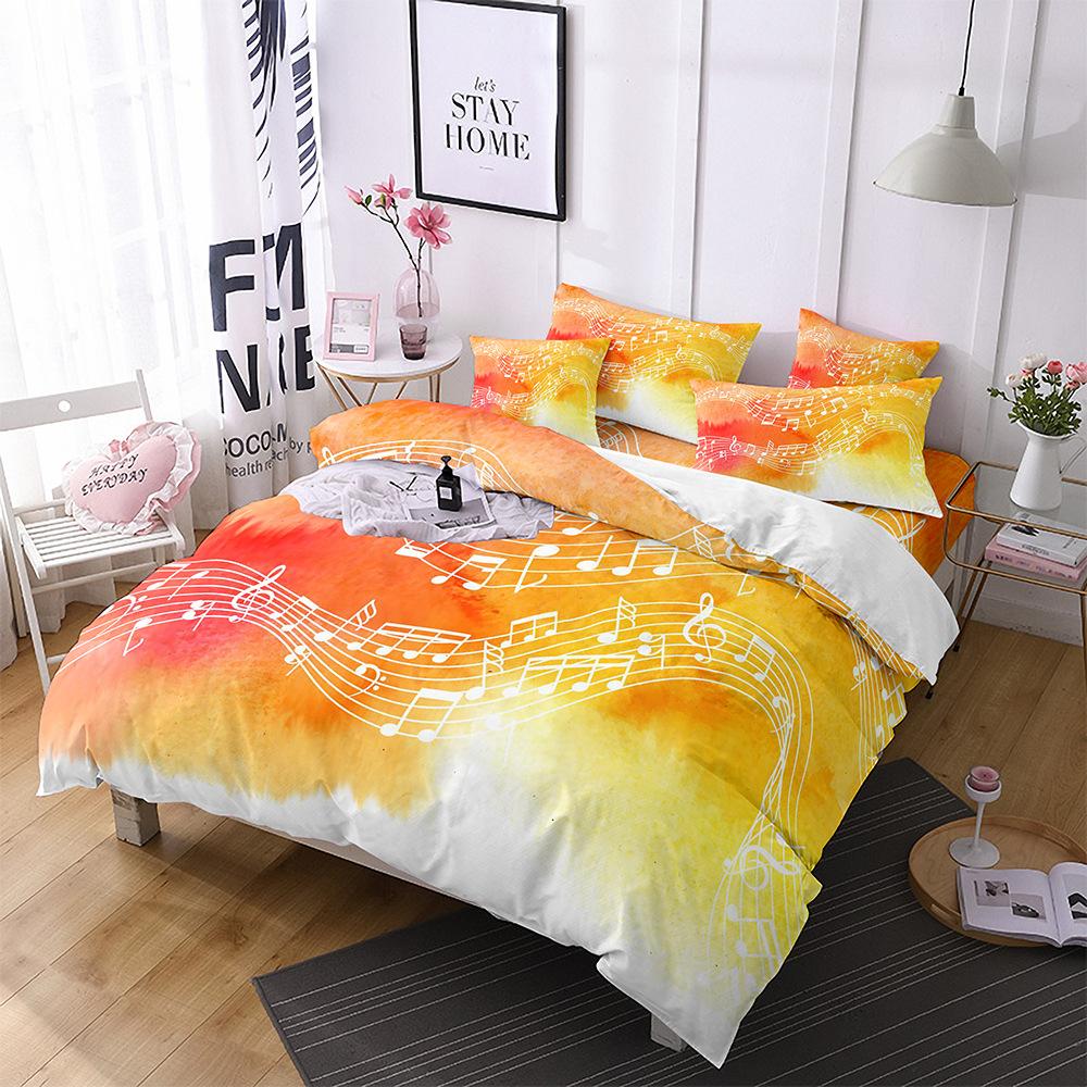 Music Theme Polyester Duvet Cover Set 3D Guitar Piano Bedding Set King Queen Twin Full Size for Kids Boys Girls Room Decoration