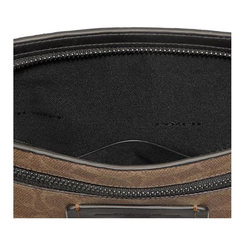 Coach Rivington Monogram Canvas And Leather Shoulder Crossbody Clutch Men Bags Khaki 69984-KHA