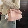 Trendy Pink Velvet Women's Versatile Crossbody Fashion Bucket Handbag