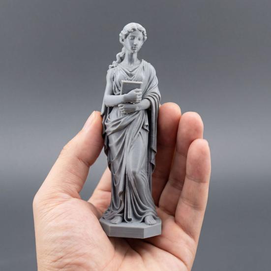3D Printed Goddess Figurine Greek Mythology Holding Book Sculpture for Living Room Home Desk Shelf Decor