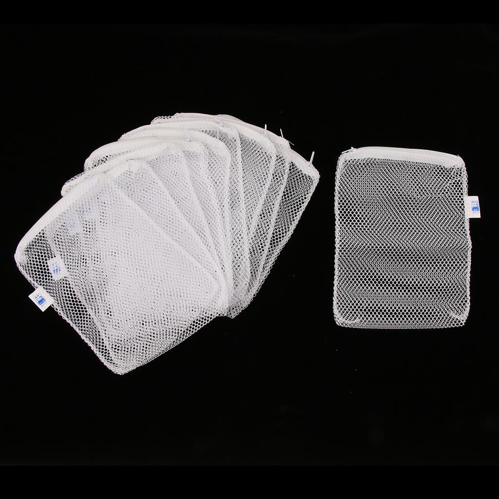 Filter Media Bags, Aquarium Nylon Mesh Bags with Zipper, Fish Tank White Net for Pellet Carbon,