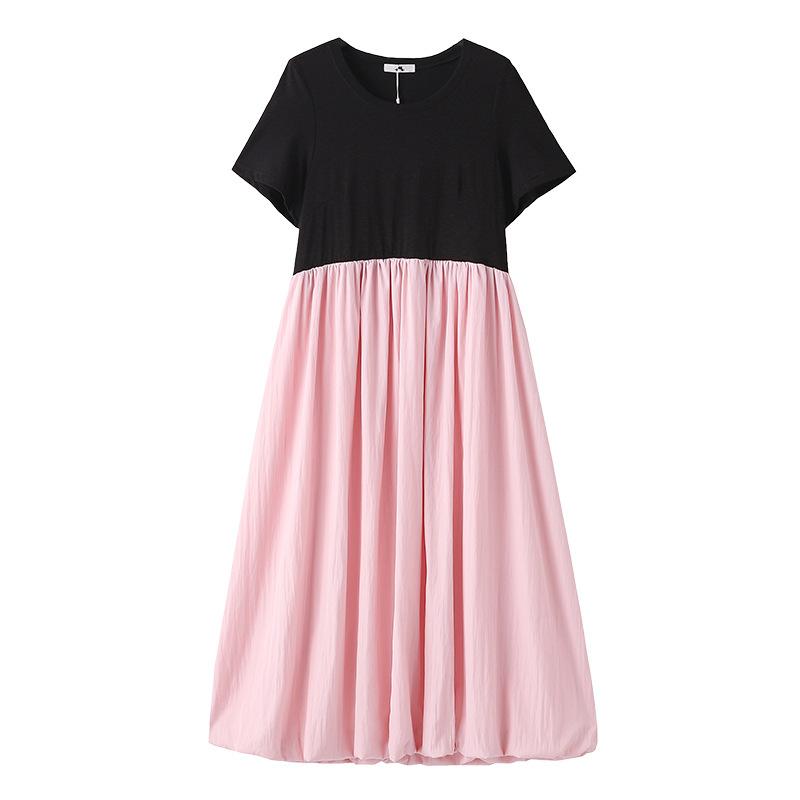 Plus-size Women's Simple Style Fake Two-piece Patchwork Dress Summer New Casual Mid-length Dress