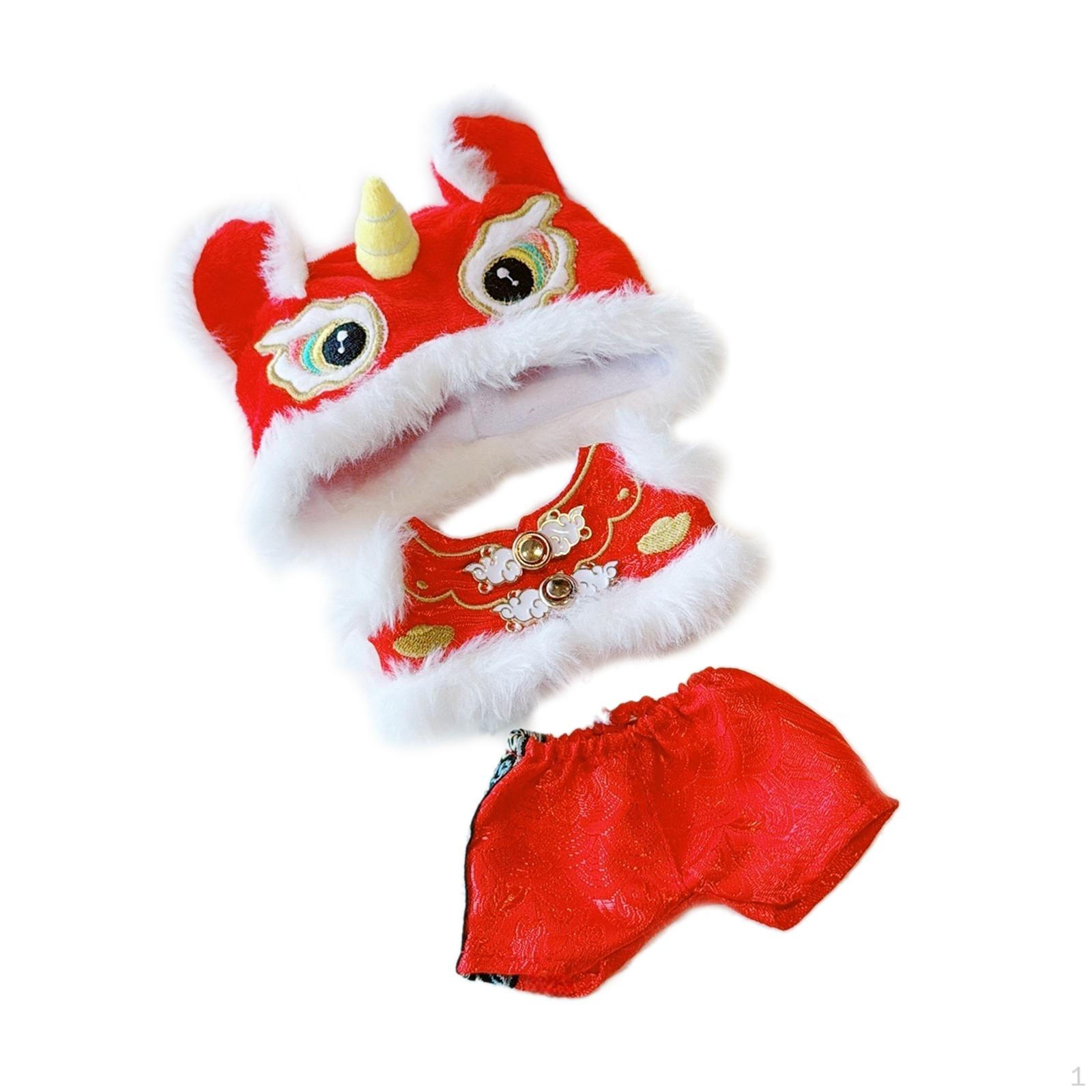 

3 Pieces Lion Dance Set Stuffed Doll Clothes Stylish Cartoon DIY Soft Year Costume Outifit красный