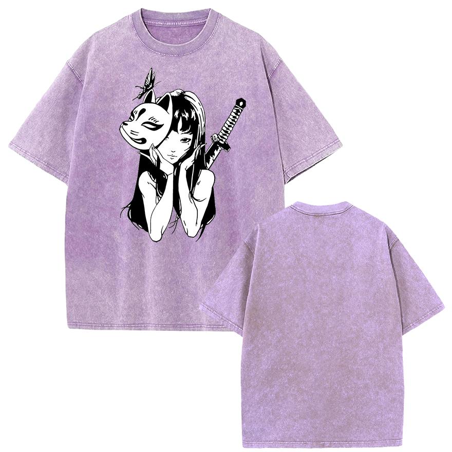 Tomie Manga Graphic Tshirt Vintage Washed Fashion Oversized T Shirt Summer Casual Short Sleeve Tees Cotton Men Women Clothing