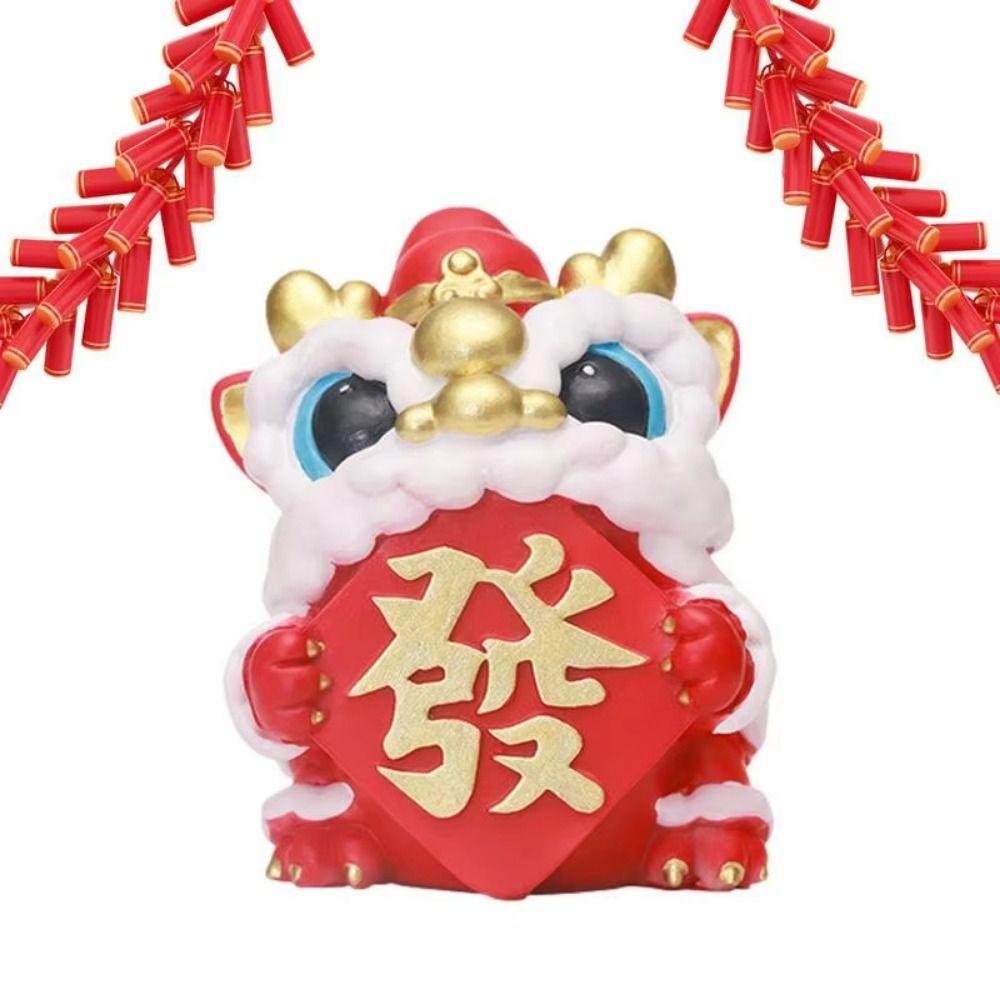 

Traditional Cute Lion Ornament Cartoon Lucky Dancing Lion Model Car Accessories