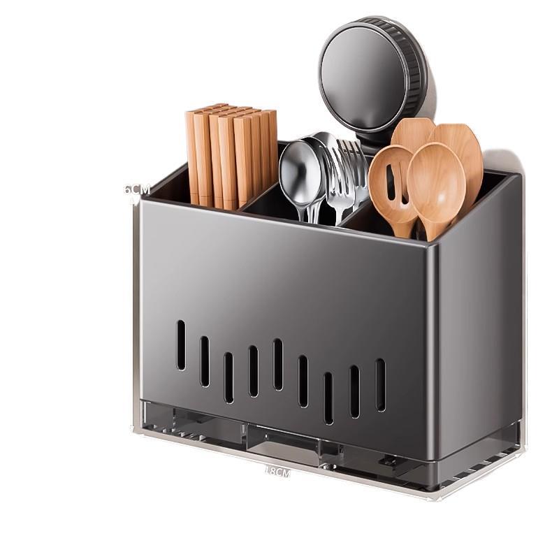 Wall-Mounted Stainless Steel Chopstick and Utensil Holder with Suction Cup