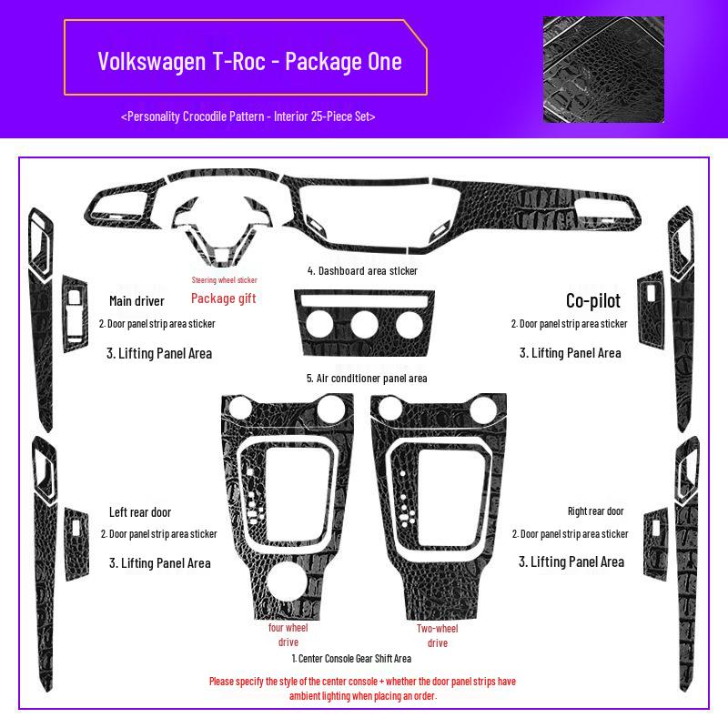 18-21 Volkswagen T-Roc Starry Sky Interior Stickers for Console & Gear Lever