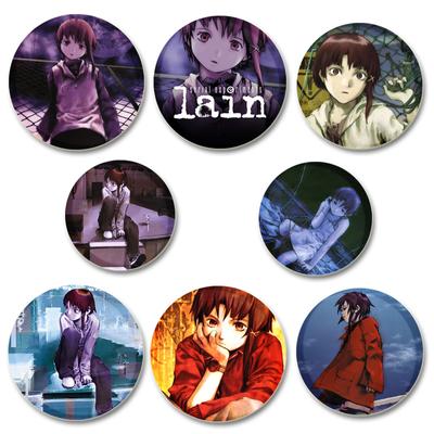 32/44/58mm Serial Experiments Lain Pin Round Cartoon Cute Snap-in Brooch for Backpack Cothes Accessories Anime Collection Badge Decoration