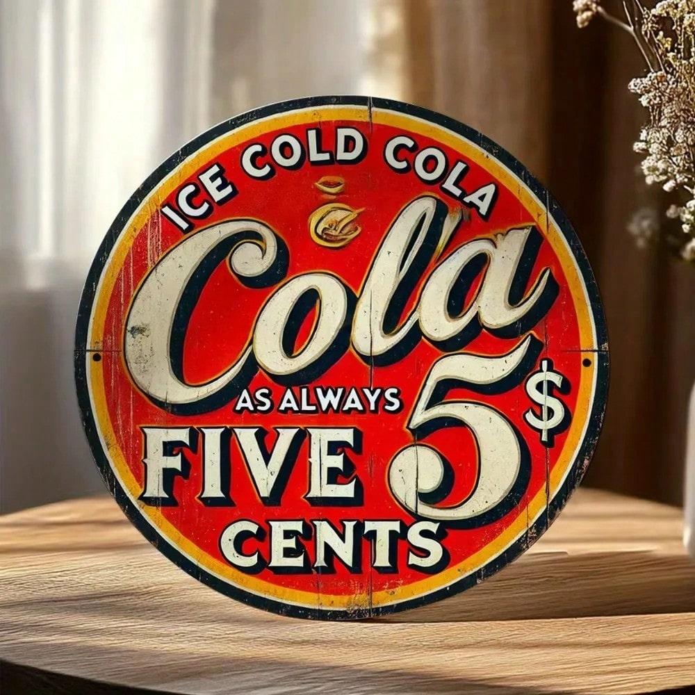 

Vintage Cola Aluminum Sign Red Weathered Look Metal Poster Club Cafe Wall Decor 20x20 різнокольоровий