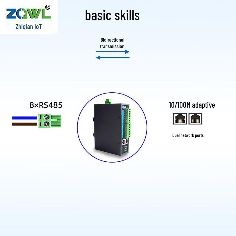 ZQWL 8-Port Isolated RS485 to Ethernet Serial Server