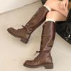 Mid Heels Women Knee High Boots Designer Chunky Heeled Shoes Fashion Pumps  Winter New Casual Woman Motorcycle Long Botas
