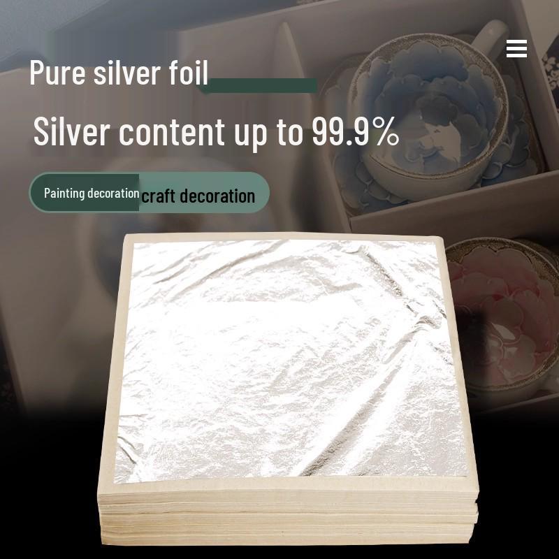Pure 999 Silver Handicrafts: Single & Double Layer Silver Foil Paper Decor, Multiple Specifications Available
