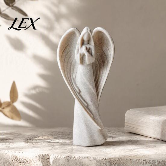 Modern Home Interior Accents Praying Angel Statue, Abstract Guardian Figurine, Religious Prayer Decor Sculpture for Mantel Church Indoor Memorial