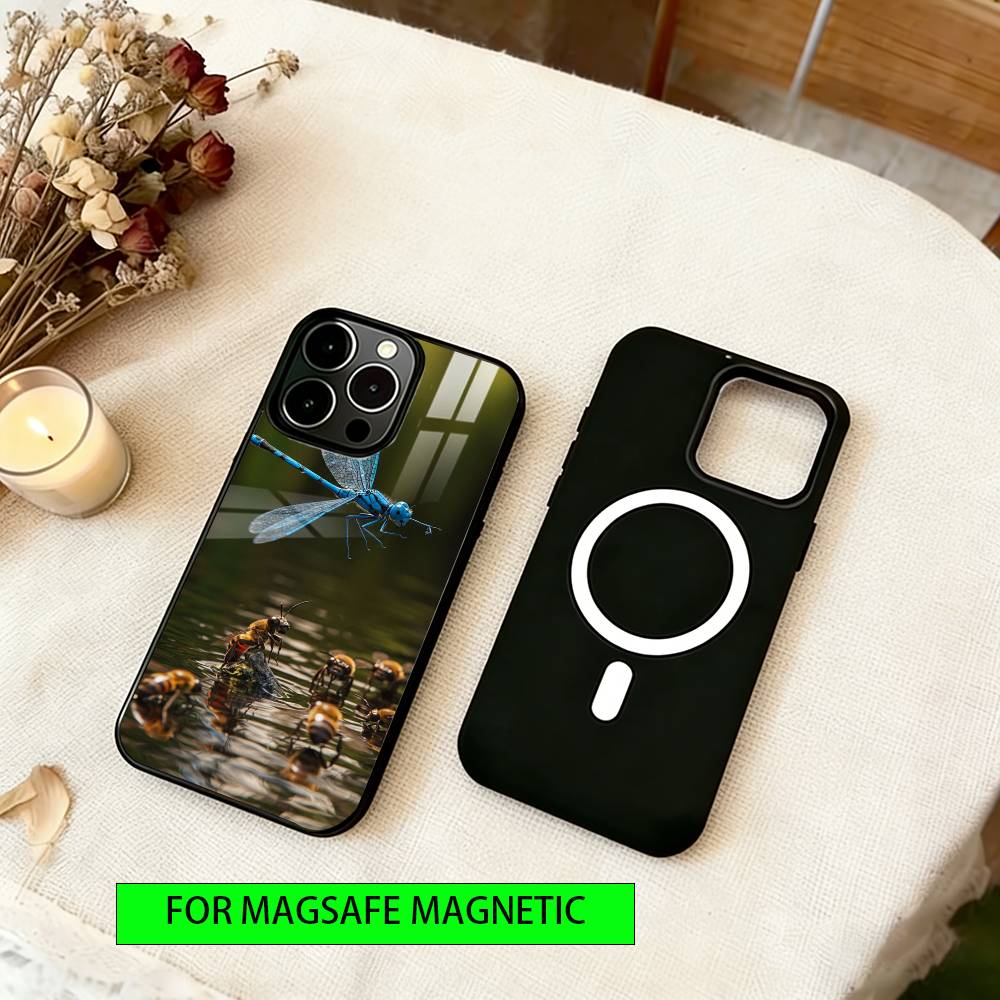 Libelle Tier Handyhülle Für iPhone17,16,15,14,13,12,11 Plus,Pro Magnetisch Für Magsafe Kabelloses Laden