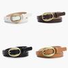 Retro Narrow Pu Leather Belt For Women Slim Waist Accessory With Alloy Buckle For Chic Outfits