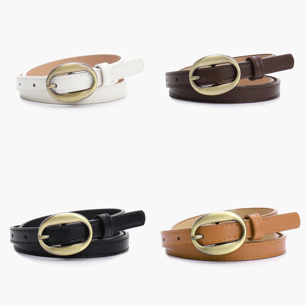 Retro Narrow Pu Leather Belt For Women Slim Waist Accessory With Alloy Buckle For Chic Outfits