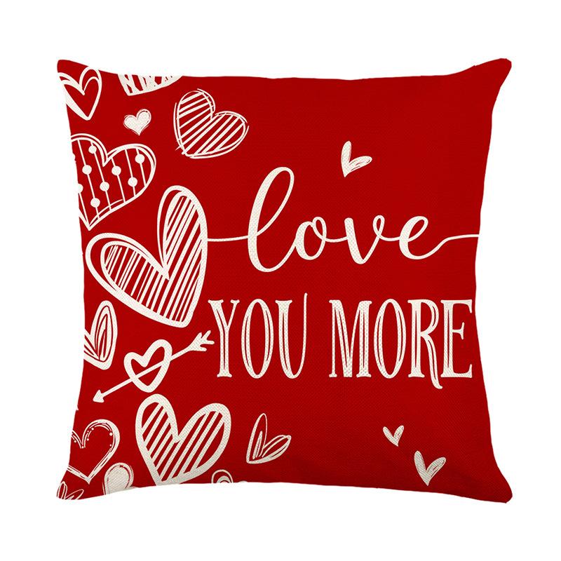 Classic Plaid Print Pillow Cover Valentine's Day Red Letter Love Home Sofa Decorative Cushion Pillow