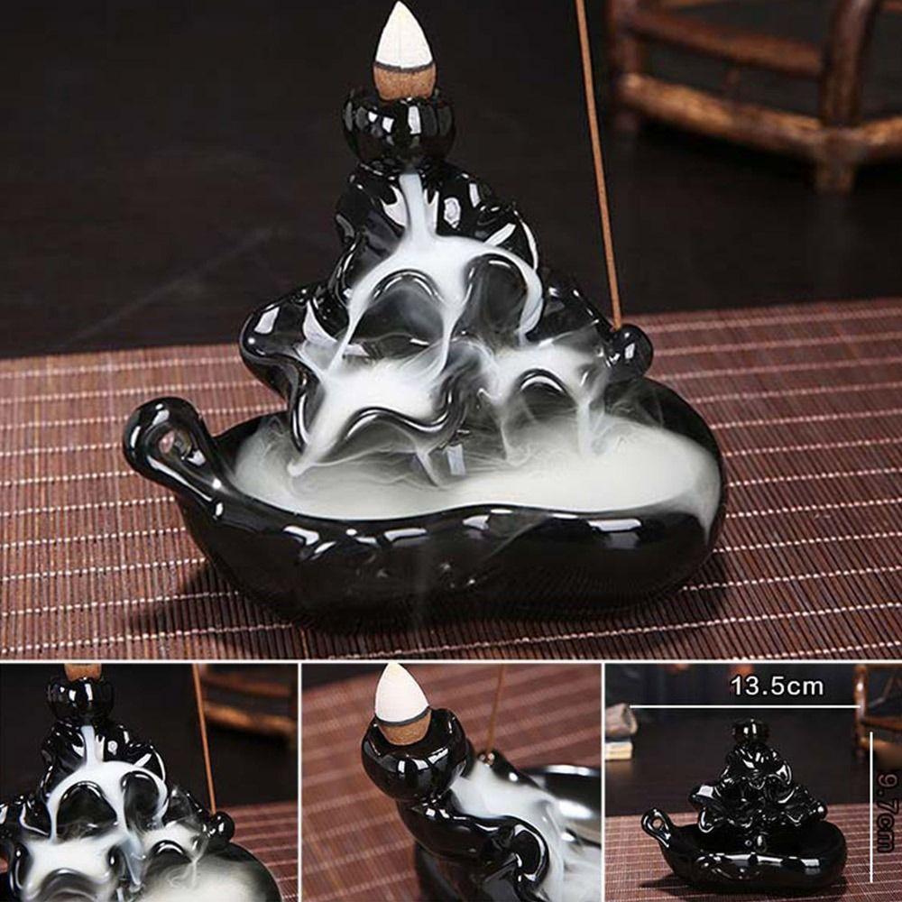 Ornaments Home Decor Aromatherapy Elegant Craft Backflow Ceramic Holder Incense Burner Smoke Censer