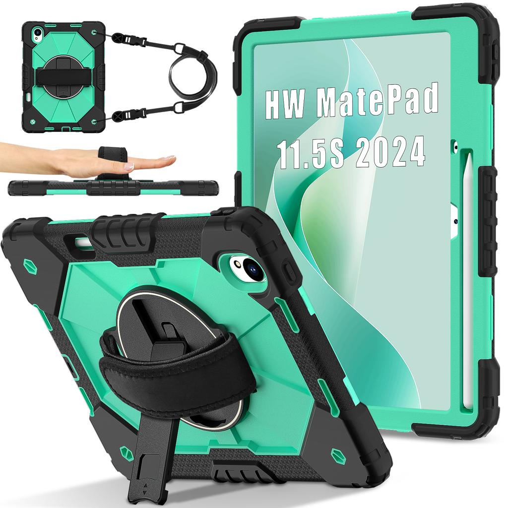 Stand Armor Case for Huawei MatePad 11.5 S 2025 2024 SLG-W50 SLG-W10 TGR-W09 360 Rotating Heavy Duty Cover with Shoulder Strap