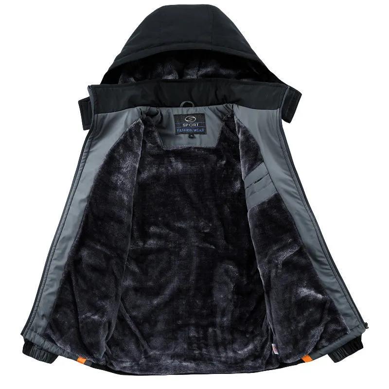 Men's Waterproof Winter Jacket Suit Plus Velvet Thickened Two-piece Sportswear Suit Men's Mountaineering Clothing