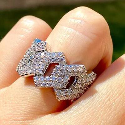 Fashion Linked Design Female Rings Micro Paved Cz Stone Hip Hop Style Cool Girls Finger Accessories High Quality Jewelry