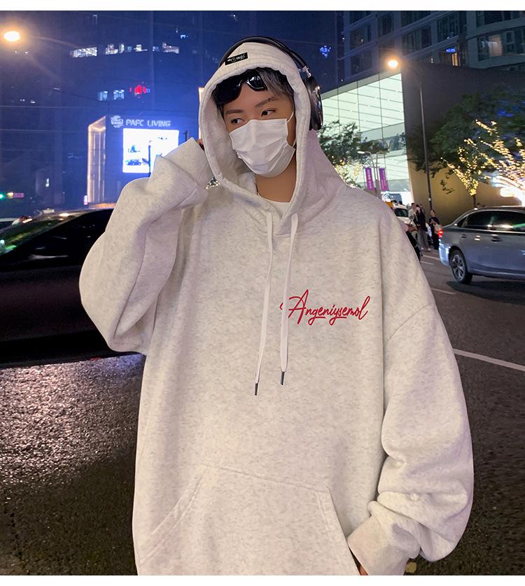 2025 Men's Oversized Casual Cotton Hoodie - Spring & Autumn Hong Kong Style