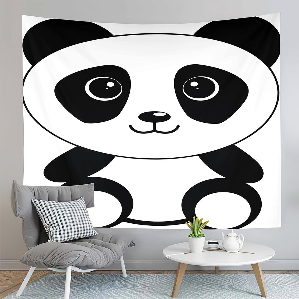 Cute Panda Print Tapestry Cartoon Style Animals Tapestry Creative Wall Hanging Decor Tapestries Bedroom Home Living Room Dorm