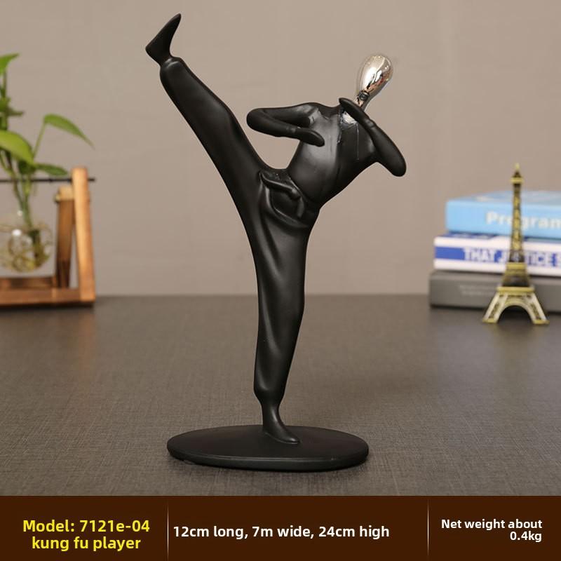 Schwarz Modern Abstrakt Harz Radfahrer Radfahrer Ornamente Statue Athlet Figur Tennis Kunst Büro Zimmer Miniatur Dekoration
