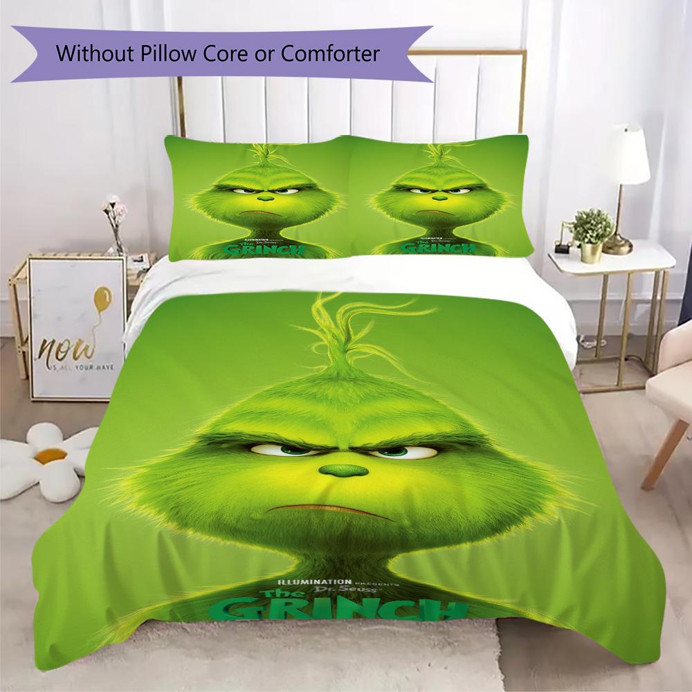 Christmas Gift Oscar Comedy Movie How the Grinch Stole Christmas Home Decor Soft Printed Bedding Set Pillowcase Duvet Cover (without Core) R13