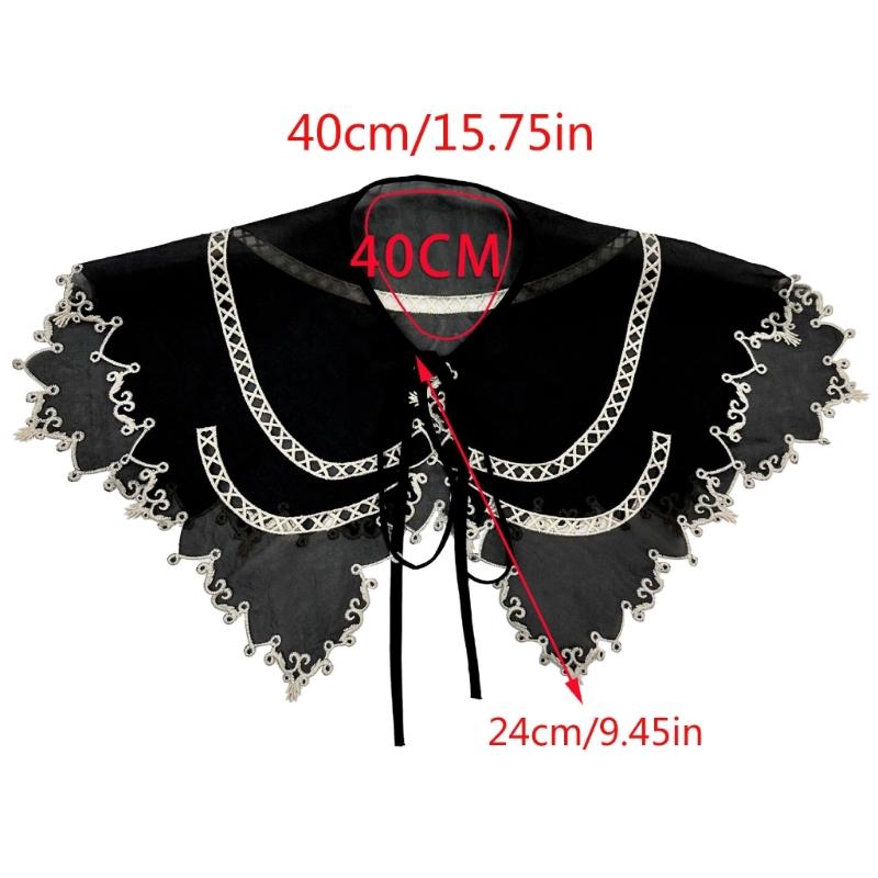 Embroidered Half Shirt False Collar Black Spread Lapel Versatile Art Collar Sweet Shawl False Decorative Shawl